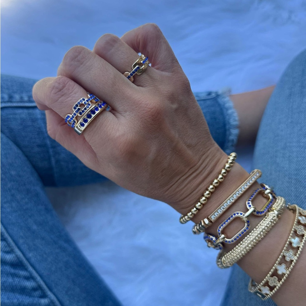 Park Lane Celebrate Bracelet - Gold and Blue Link Bracelet - Picture 4 of 8
